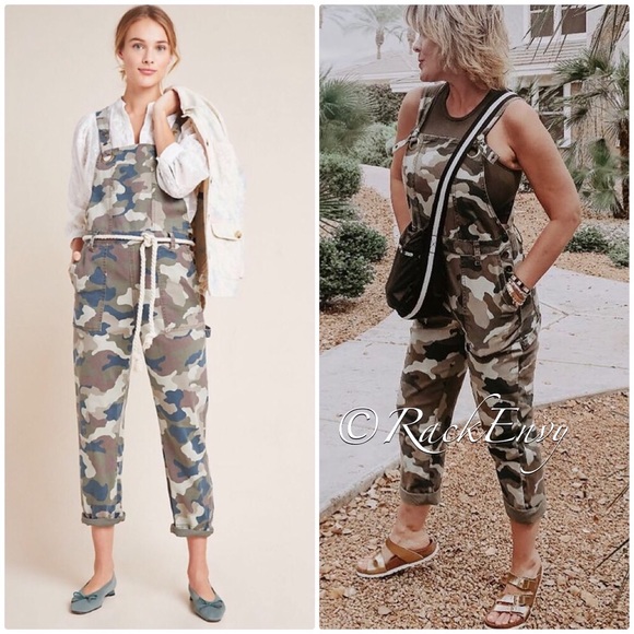 NWT ANTHROPOLOGIE CARTER UTILITY CAMO OVERALLS
